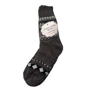 New Ladies WINTER THEME NON-SKID Plush SHERPA Lined Slipper Socks One Size